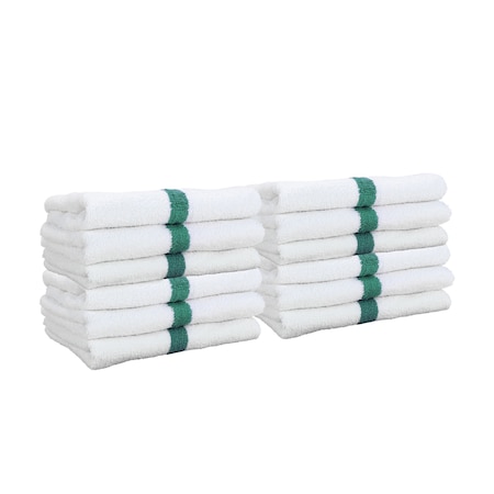 Monarch Brands Gym Power Hand Towels - 16in x 27in 0, Green, 120PK PWR-1627-3GRCS-CS